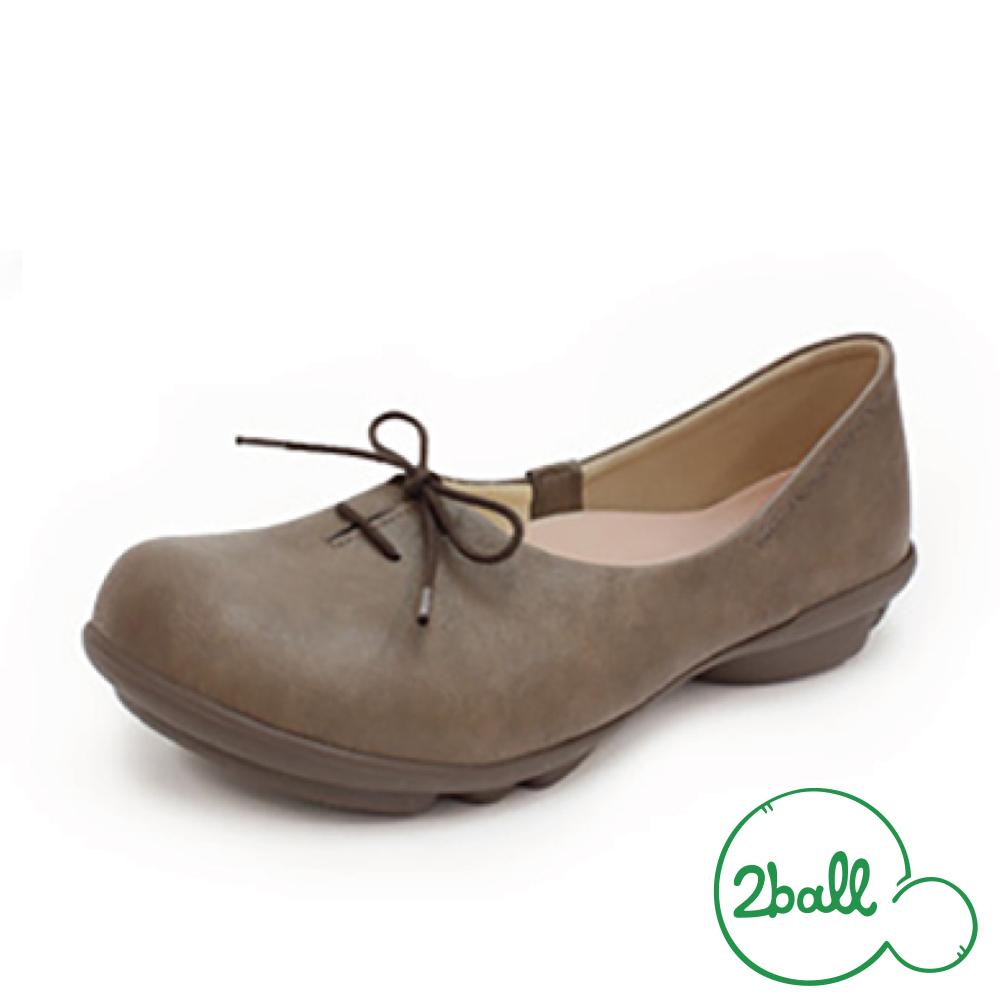 大阪樂步健康鞋 2ball 通勤機能平底綁帶娃娃鞋TB105(TAP-灰褐色)