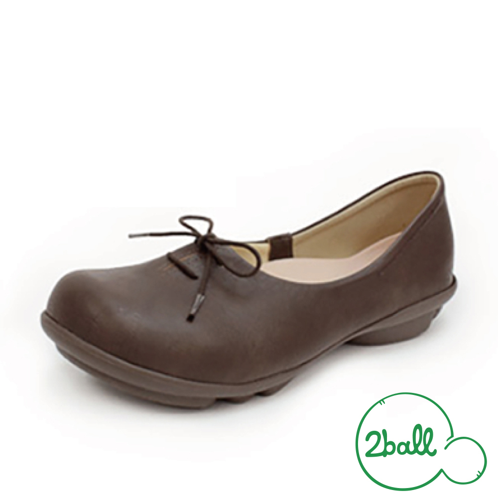 大阪樂步健康鞋 2ball 通勤機能平底綁帶娃娃鞋TB105(DBR-深咖啡)