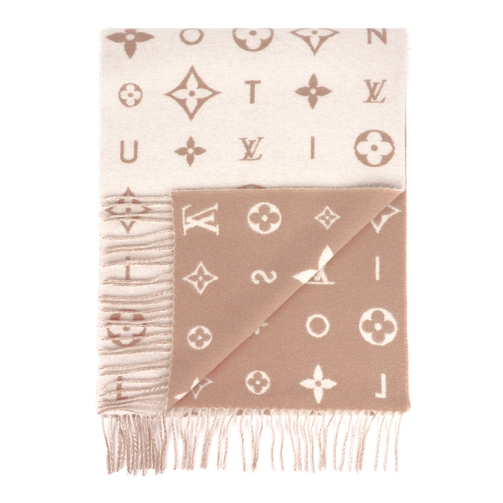 【Louis Vuitton】Reykjavik 2.0 喀什米爾羊毛流蘇披肩/圍巾(米色)