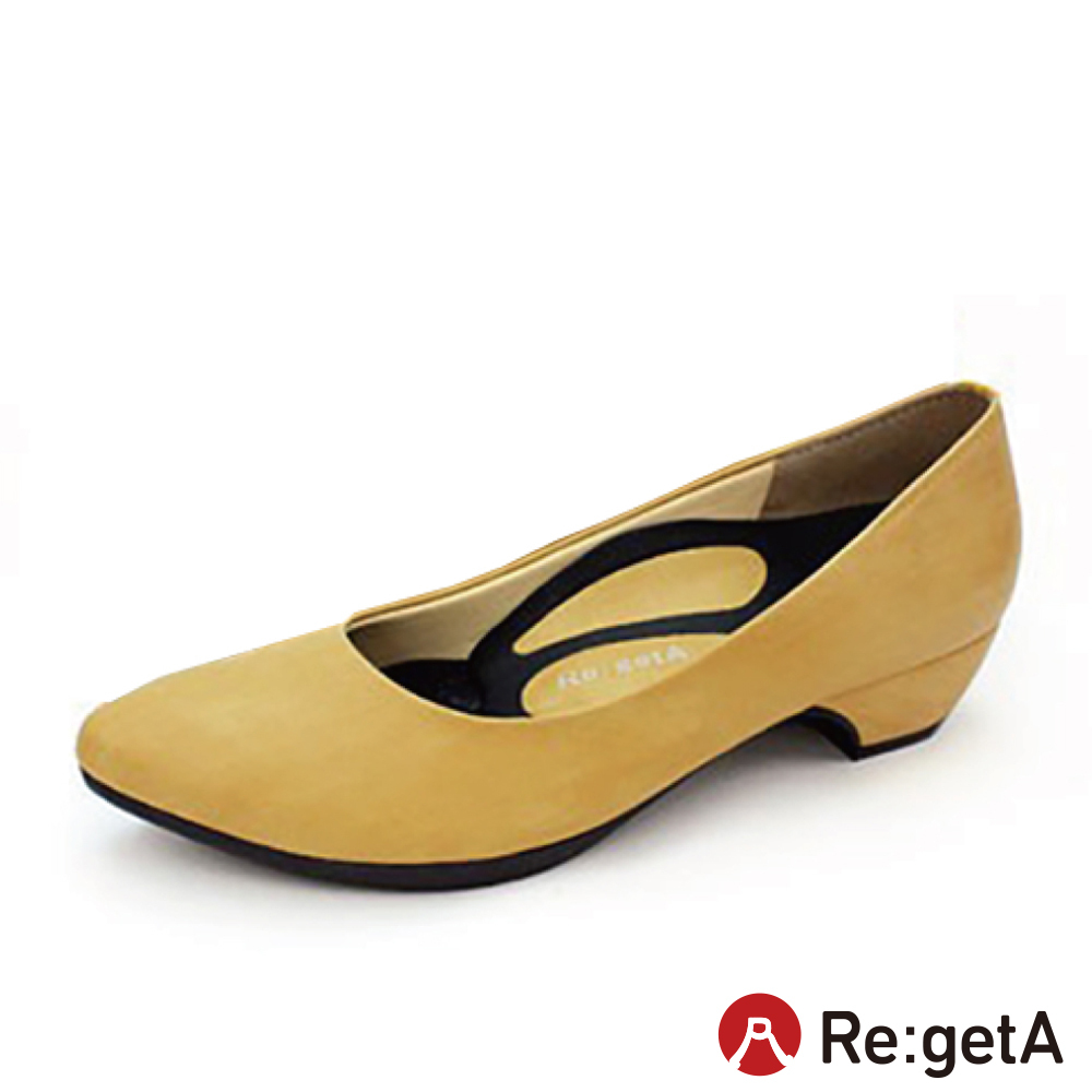大阪樂步健康鞋 Re:getA都會風輕量優雅寬楦尖頭粗跟鞋RMP001(YEL-黃色)