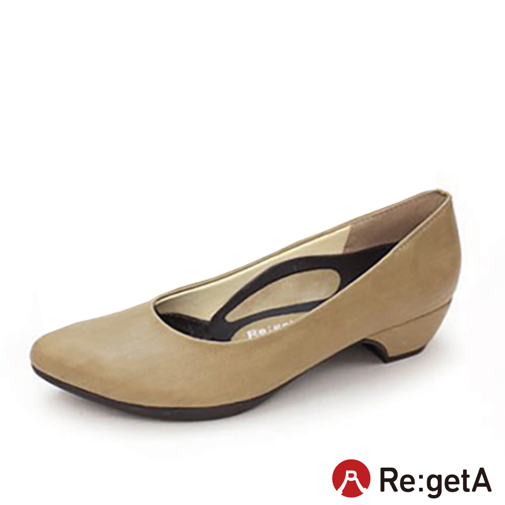 大阪樂步健康鞋 Re:getA都會風輕量優雅寬楦尖頭粗跟鞋RMP001(LOK-橡木色)