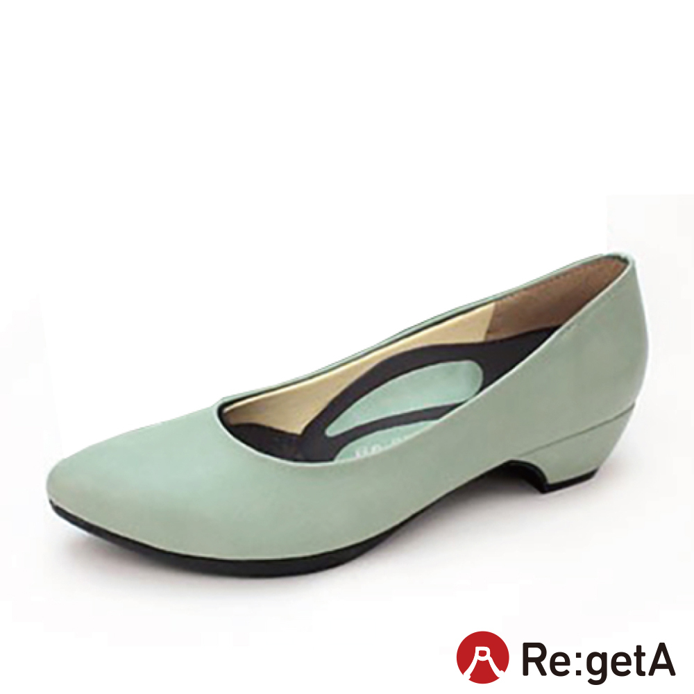 大阪樂步健康鞋 Re:getA都會風輕量優雅寬楦尖頭粗跟鞋RMP001(LBL-淡藍色)