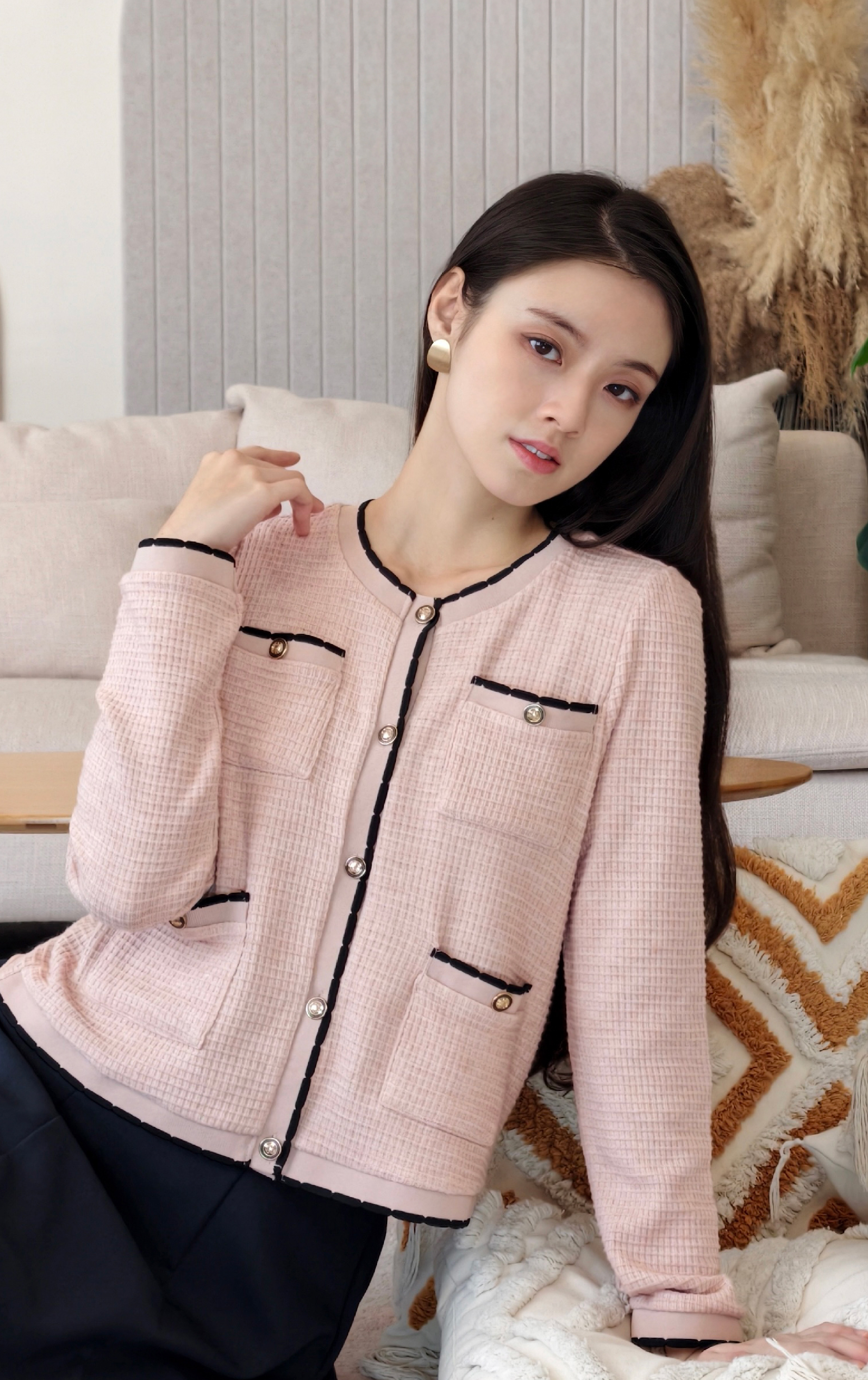 撞色花紋外套 CD0625