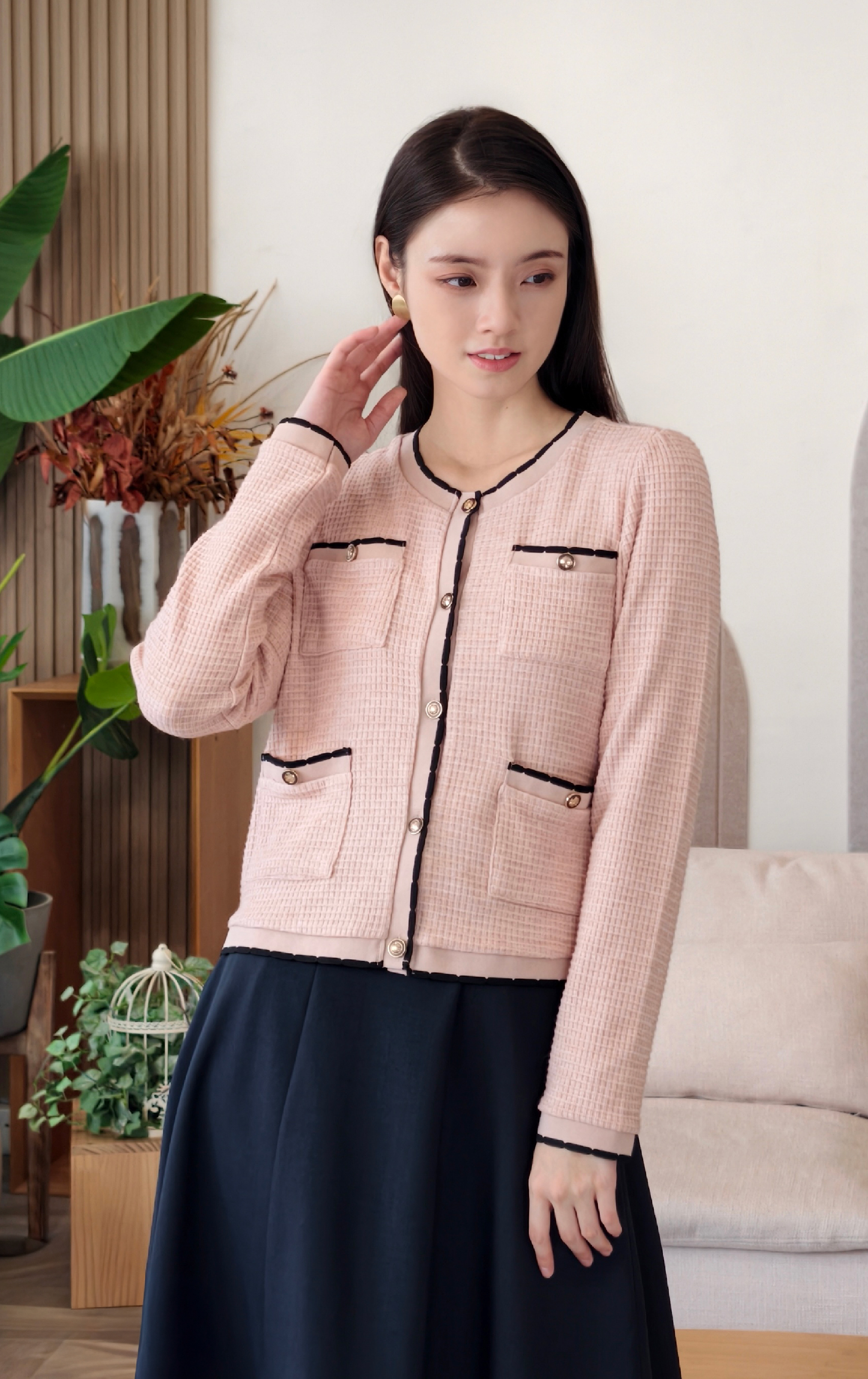 撞色花紋外套 CD0625