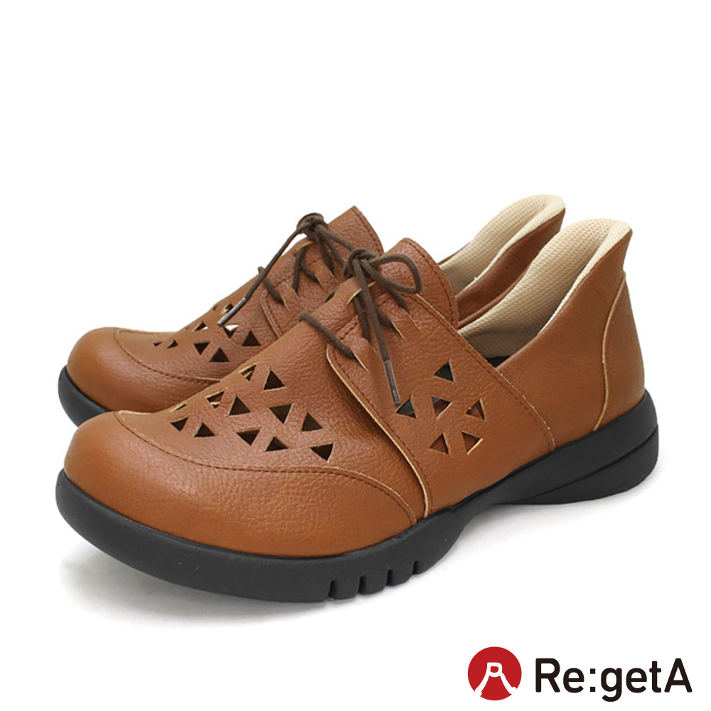 大阪樂步健康鞋 Re:getA 套入式輕量繫帶休閒鞋R334(BRN-咖啡色)