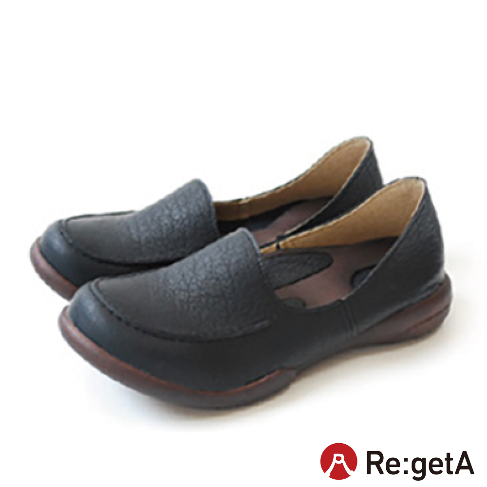 大阪樂步健康鞋Re:getA 可後踩經典樂福鞋R302(BLK-黑色)