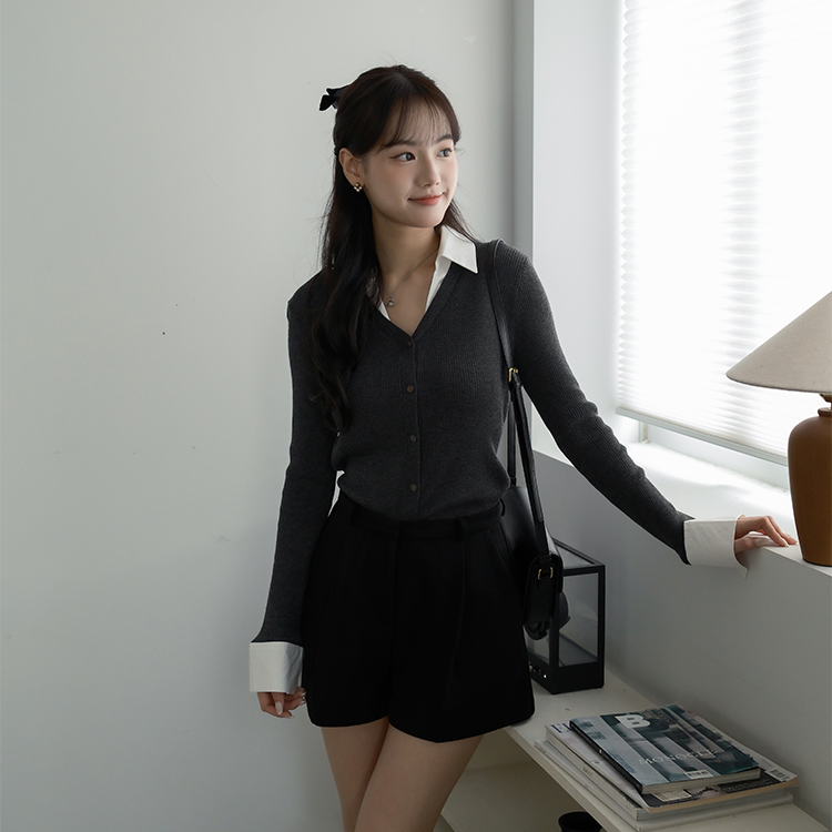 🚀當日出貨【🌸早春新品 】 知性溫柔假兩件針織襯衫 ( 2 colors)