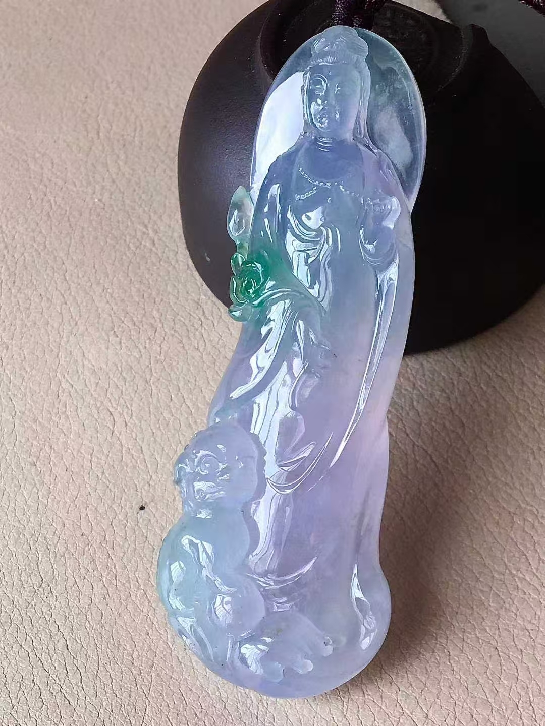 11105541 翡翠高冰春彩文殊菩薩吊墜