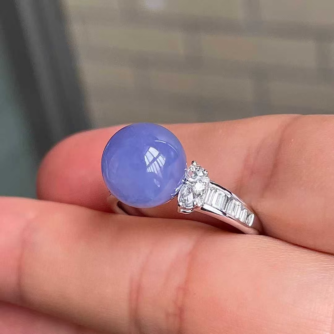 11105542 翡翠冰種紫羅蘭圓珠戒指