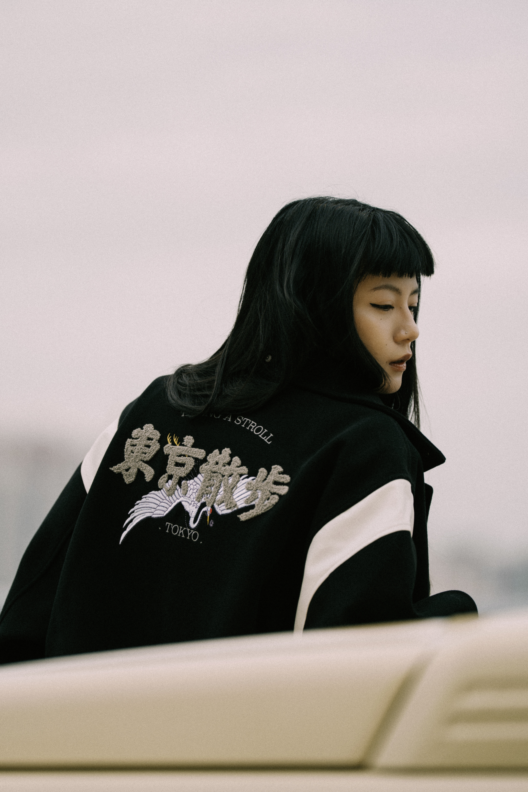 Taking a stroll in Tokyo Baseball Jacket｜Black｜Hong Kong Original Design