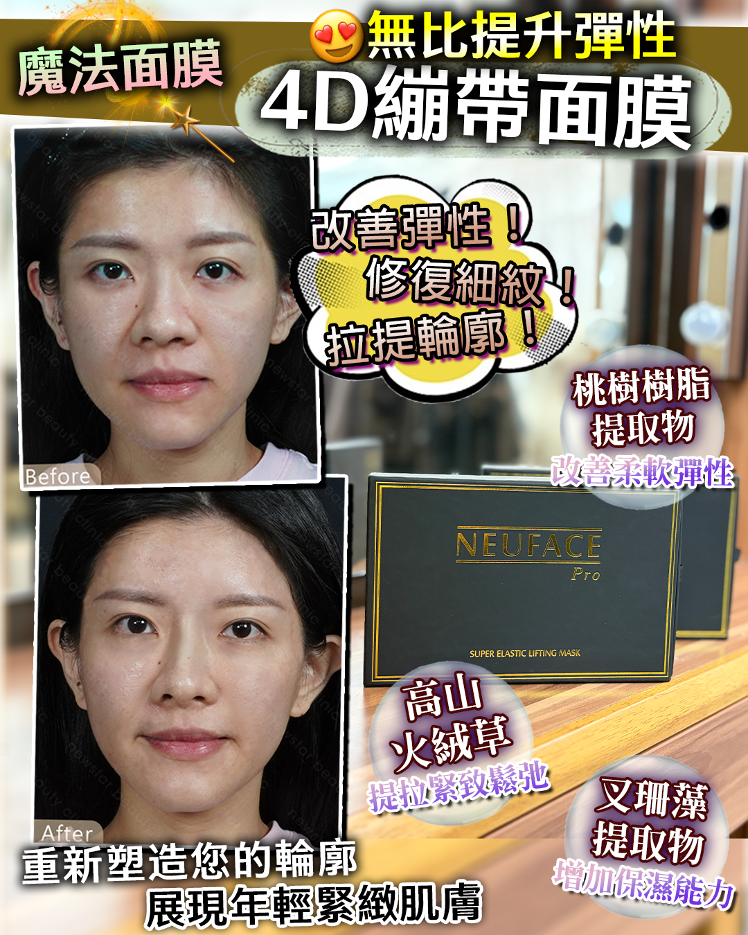 NEUFACE Pro Super Elastic Lifting Mask 4D 繃帶面膜（買一送二，共三盒）