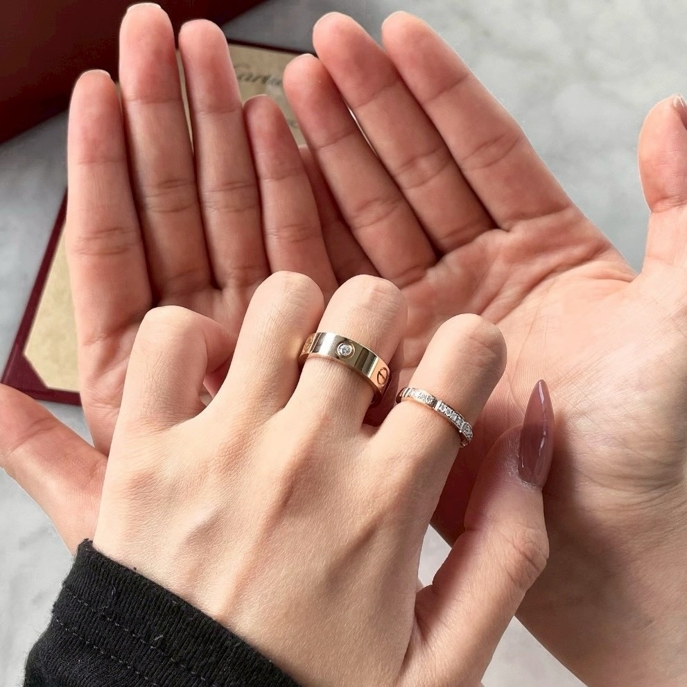 【寬版｜光面/三鑽/六鑽】 18k”ct love經典鑽釘高奢定製戒2.0系列