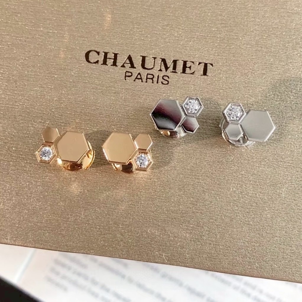 18k”cm bee my love蜂巢高奢定製半鑽耳釘