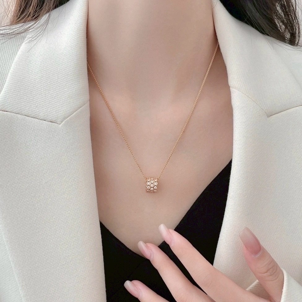 cm”18k bee my love滿鑽蜂巢高奢定製項鍊