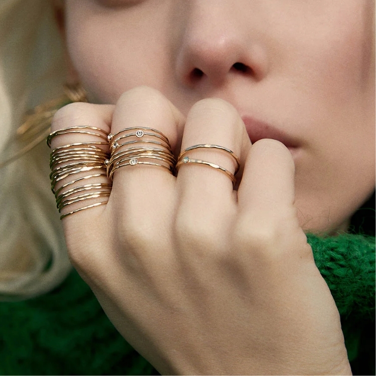 迎向系列-九圈戒指(24k金含施華洛世奇清透水晶)