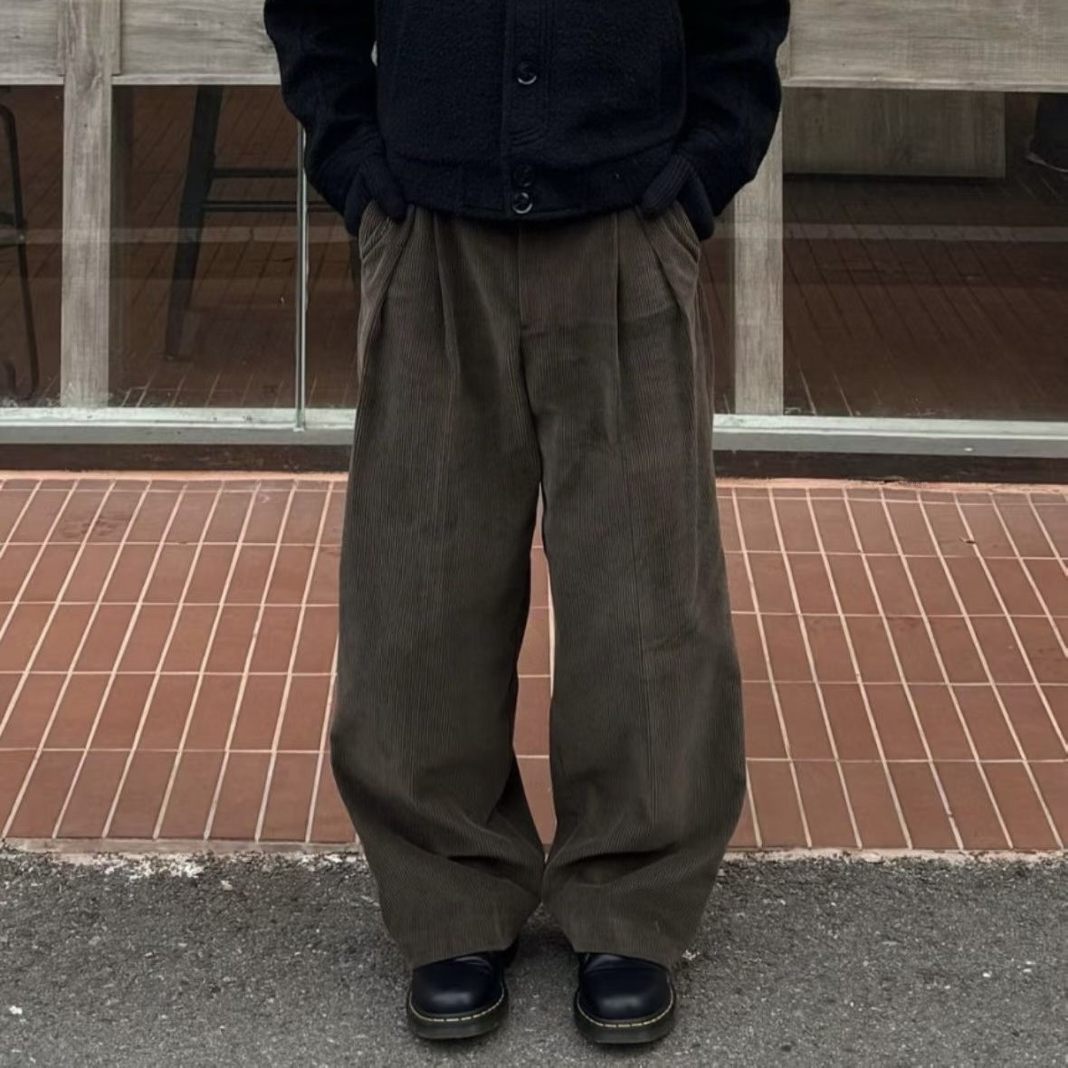 DEAR 燈芯絨 寬褲 長褲 韓國服飾 秋冬 保暖