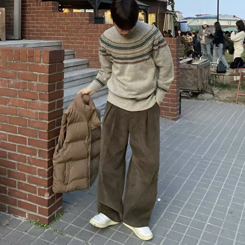 DEAR 燈芯絨 寬褲 長褲 韓國服飾 秋冬 保暖