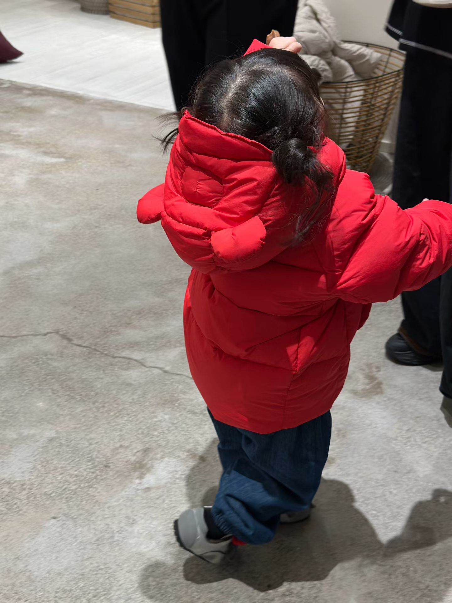 BYB11OW228RD 紅色可愛熊熊耳朵長羽絨