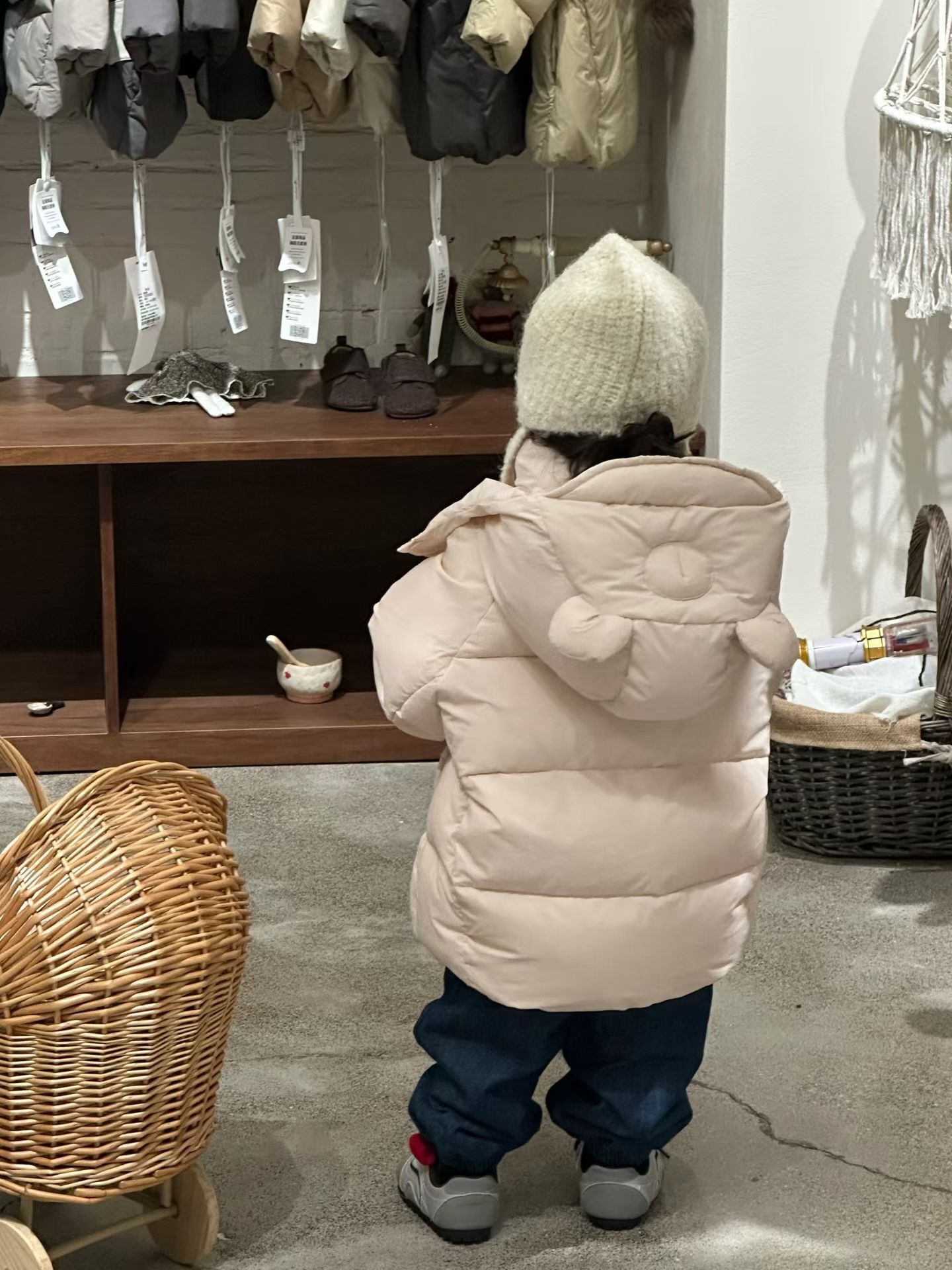 BYB11OW230PK 粉色可愛熊熊耳朵長羽絨