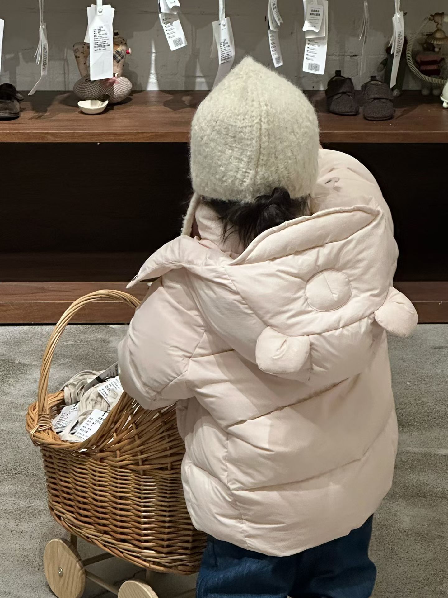 BYB11OW230PK 粉色可愛熊熊耳朵長羽絨