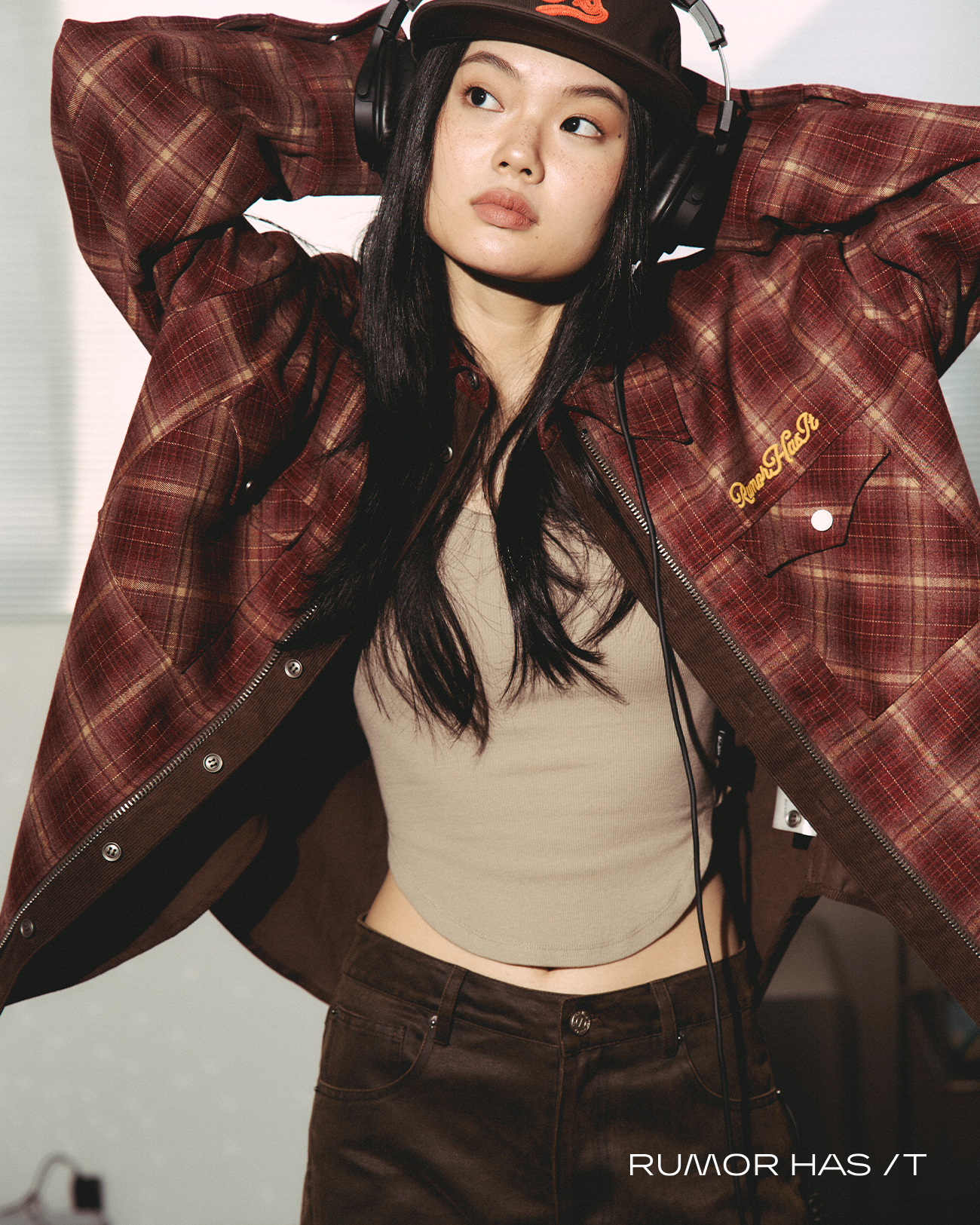 Burnt Check Zip Shacket