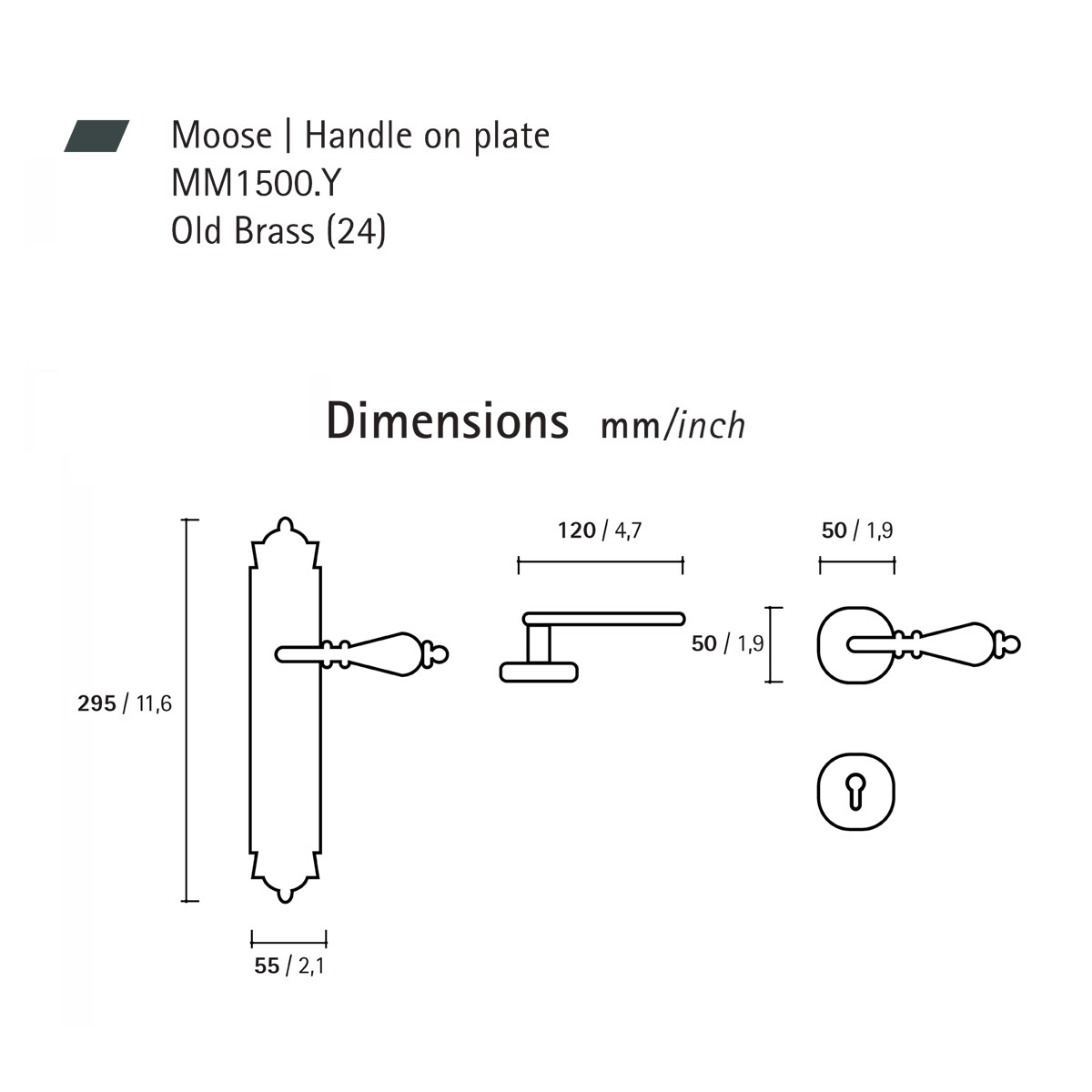 valenti door handle dimension