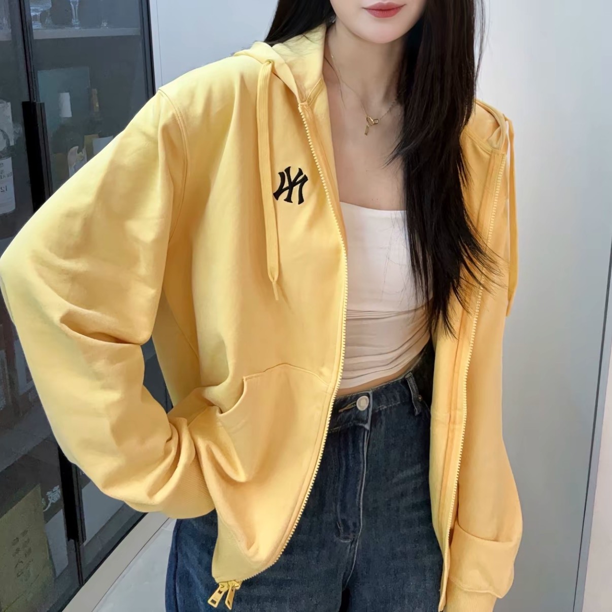 MLB 大口袋 拉鍊 棉外套 男女同款