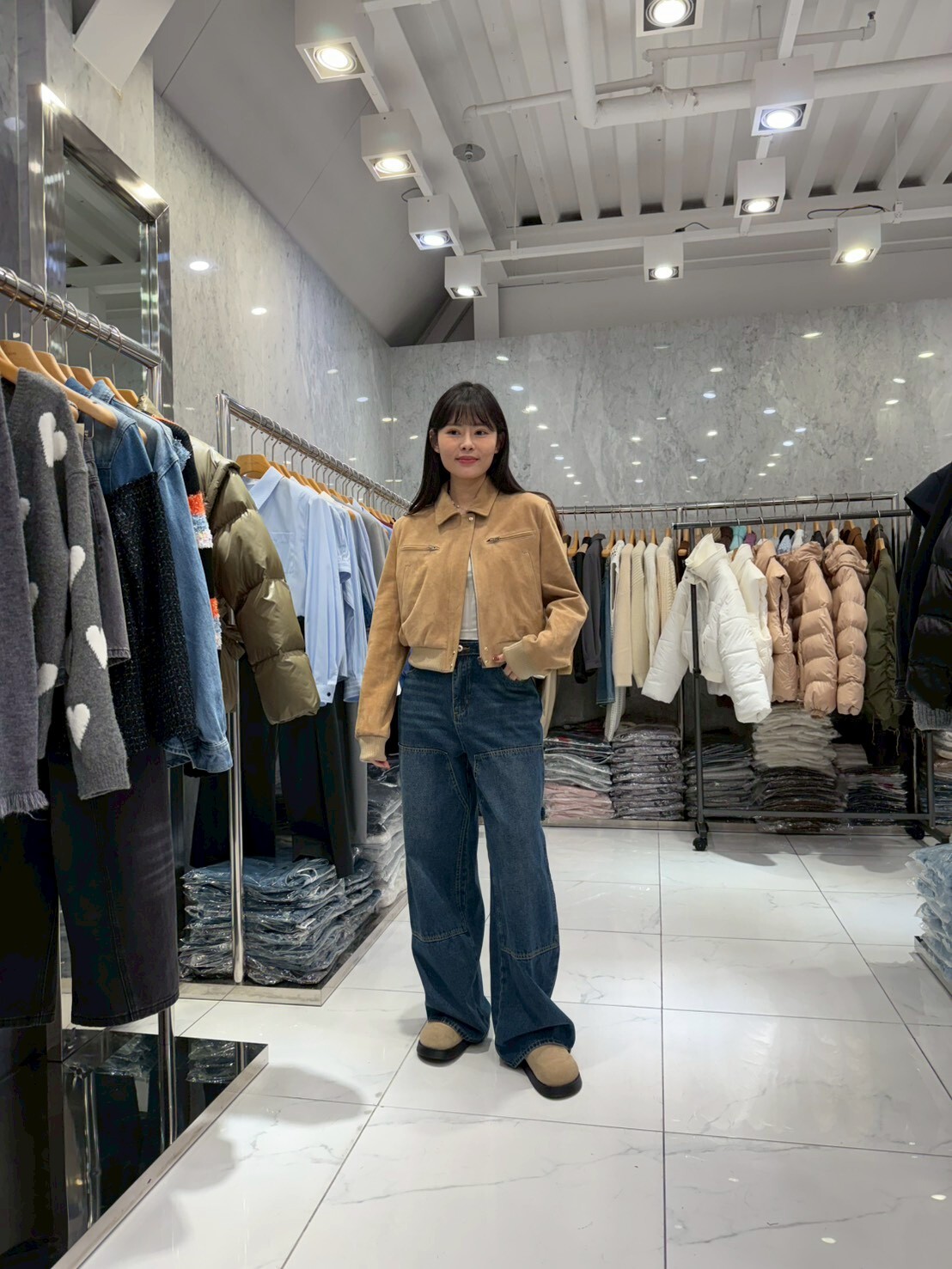 JN5247 胸前拉鏈口袋翻領短版外套