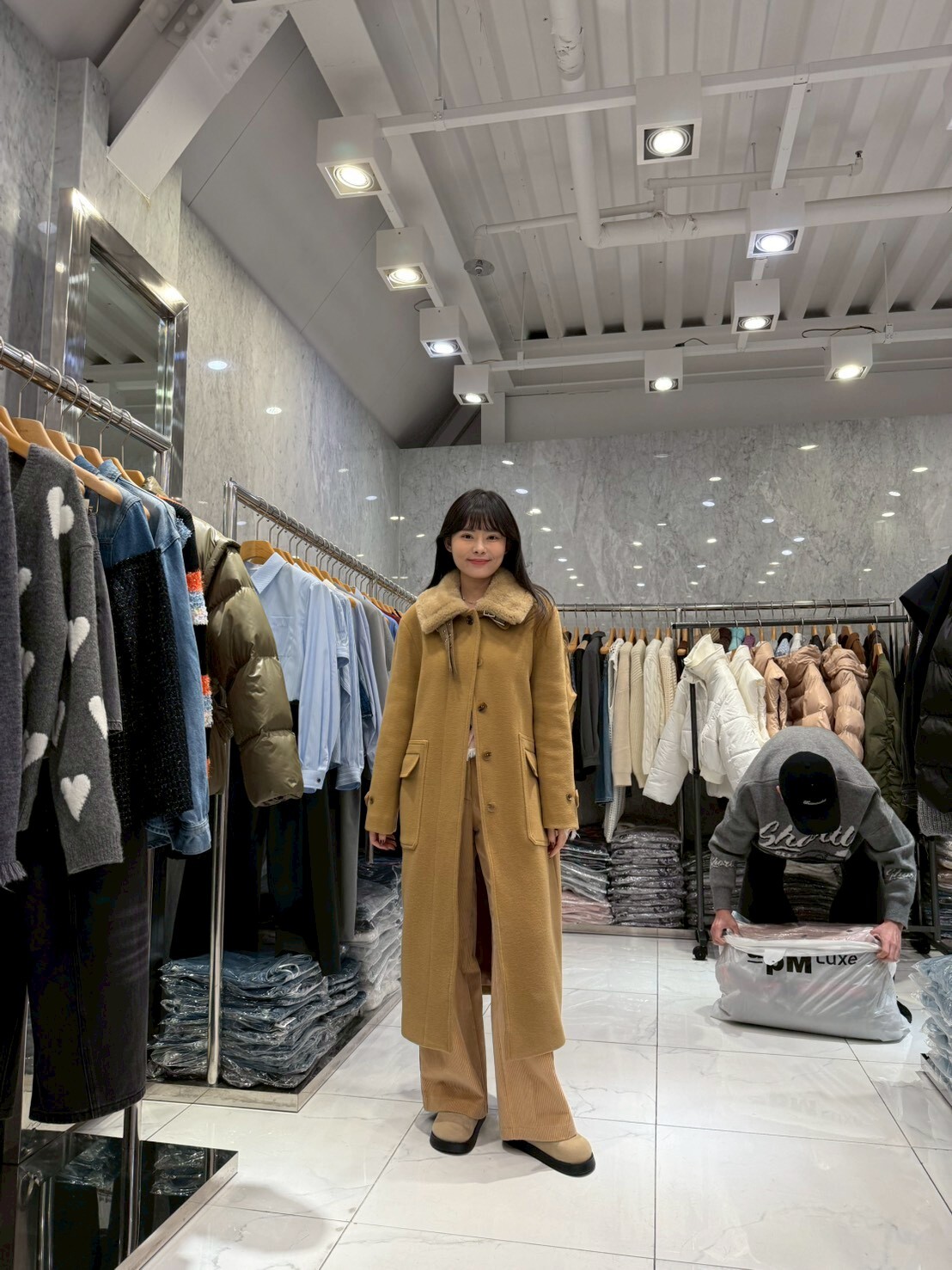 JN5203 奶油焦糖羊毛長外套