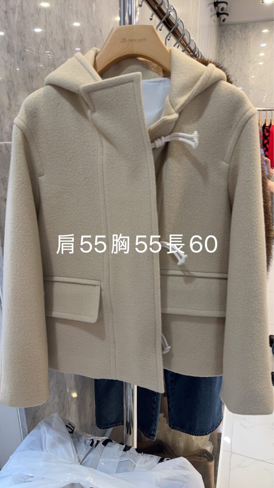 JN5215 隱形排扣連帽短版羊毛外套