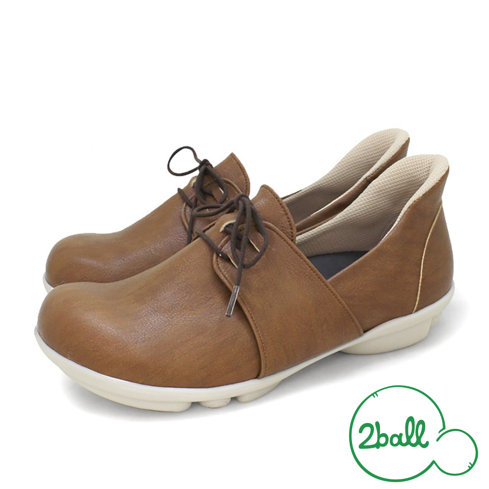大阪樂步健康鞋 2ball 綁帶設計套入式樂福鞋TB503(CAM-駝色)