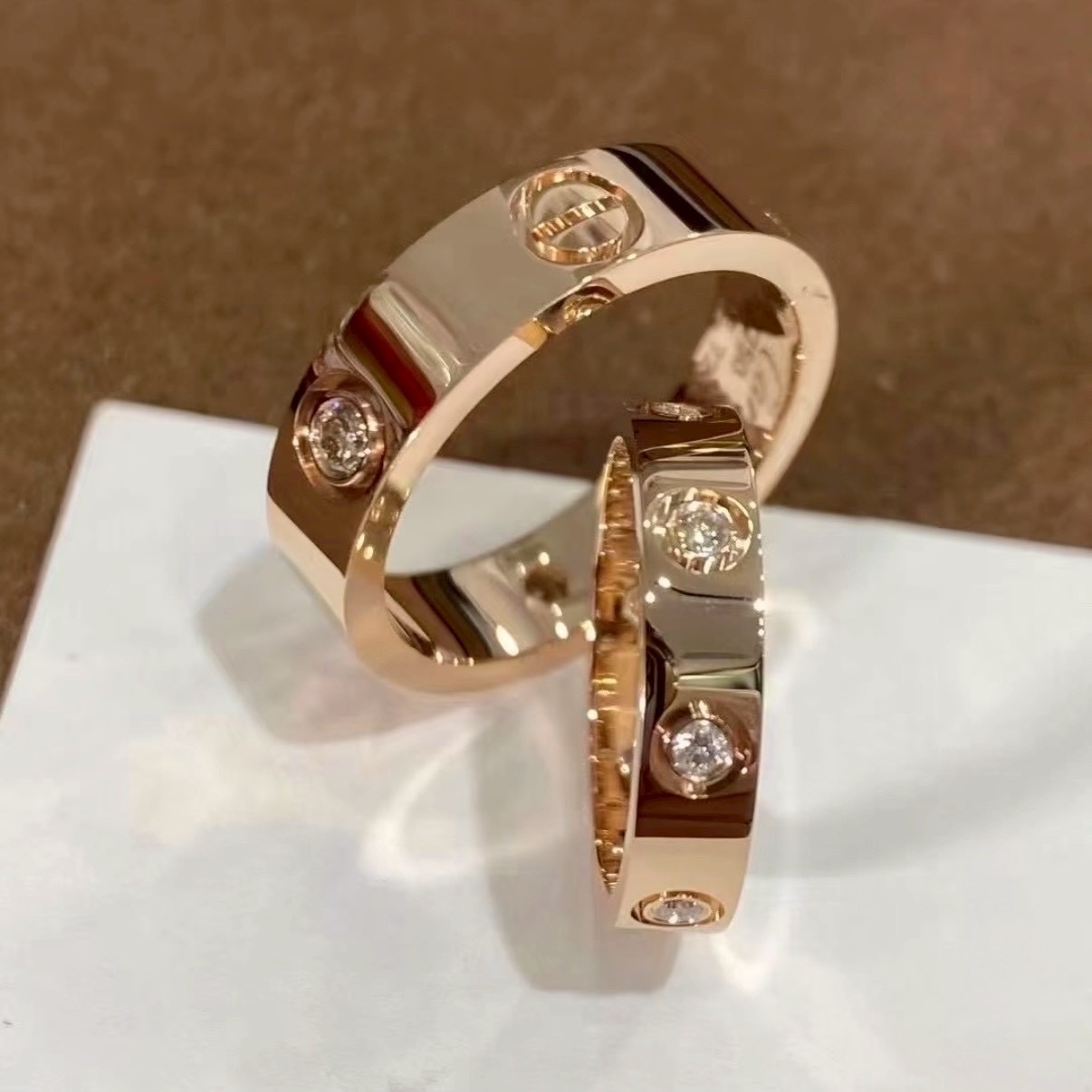 【窄版｜光面/單鑽/八鑽】 18k”ct love經典鑽釘高奢定製戒2.0系列