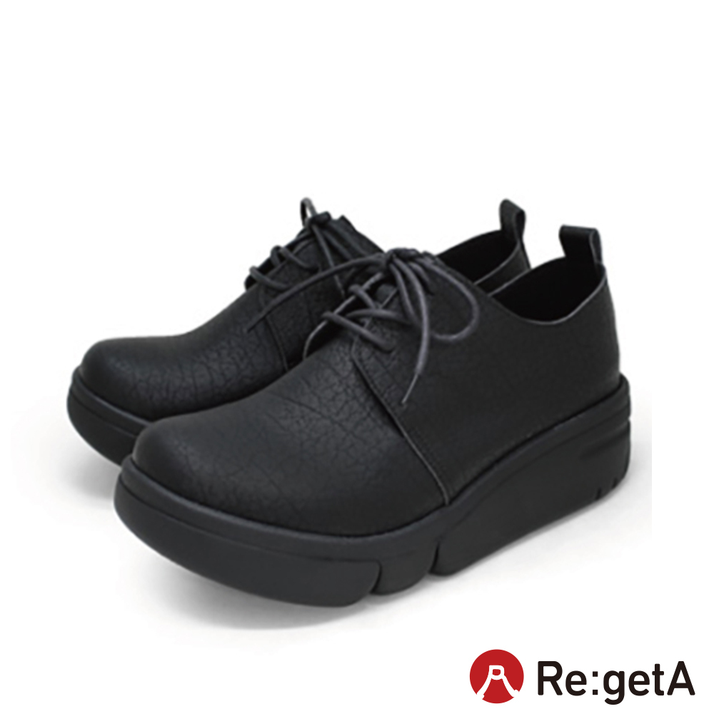 大阪樂步健康鞋 Re:getA Regetta輕量厚底綁帶休閒鞋RE165(BLK-黑色)