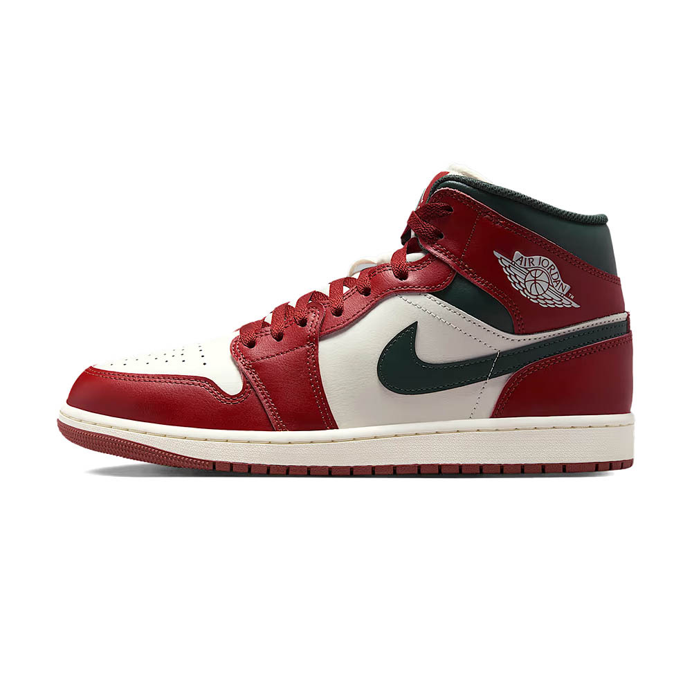 Nike Air Jordan 1 Mid 男鞋 紅白色 AJ1 中筒 皮革 喬丹 運動 休閒鞋 DQ8426-105