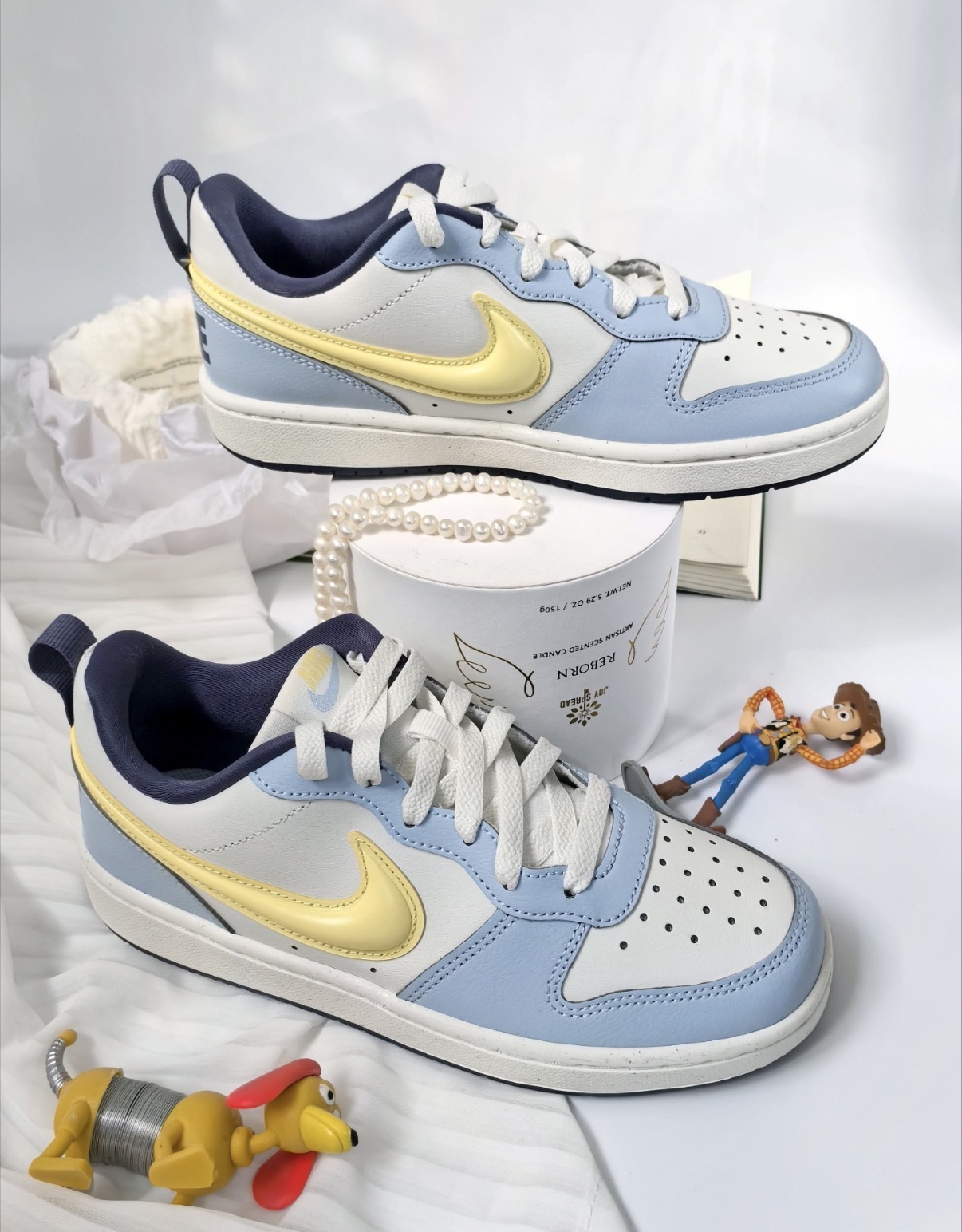 大童鞋 女鞋 NIKE COURT BOROUGH LOW RECRAFT GS 藍黃 復古 板鞋 休閒鞋【IM6698-171】