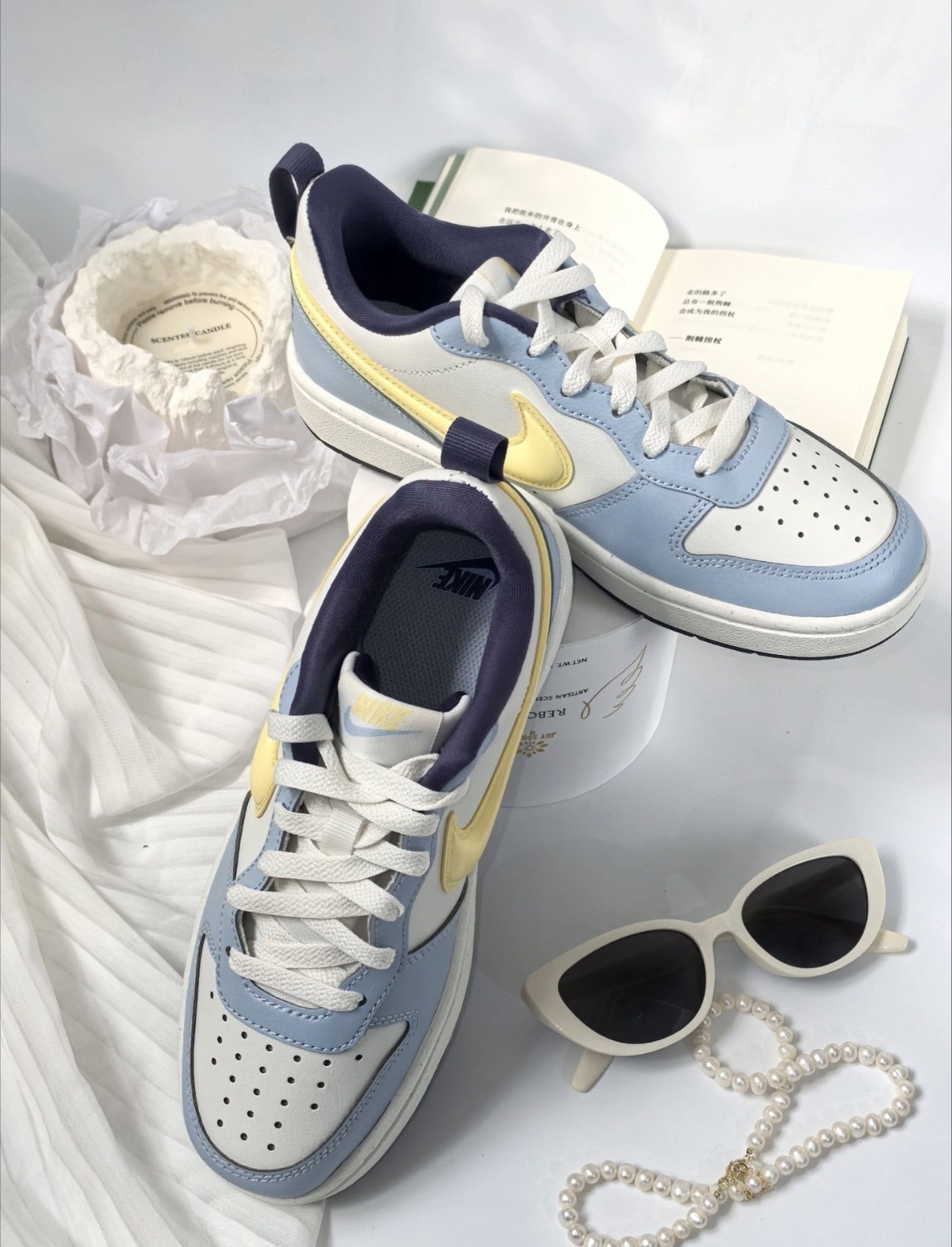 大童鞋 女鞋 NIKE COURT BOROUGH LOW RECRAFT GS 藍黃 復古 板鞋 休閒鞋【IM6698-171】