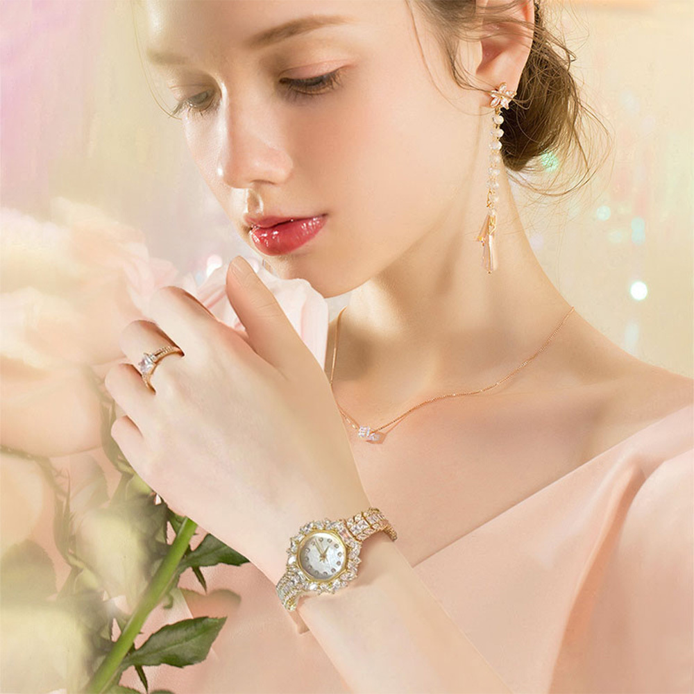 【Juvet爵威】光芒系列 華麗 婉約 氣質 晶鑽 石英 女款 手錶