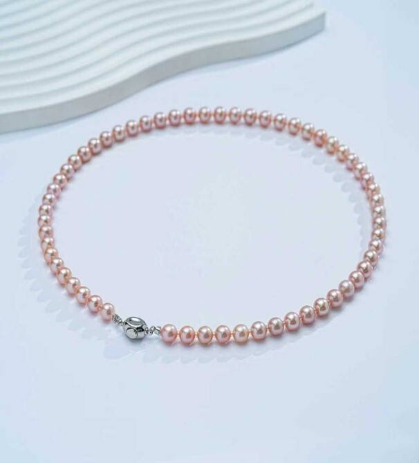 (5292) 橘色無核珍珠串鏈 7-8mm