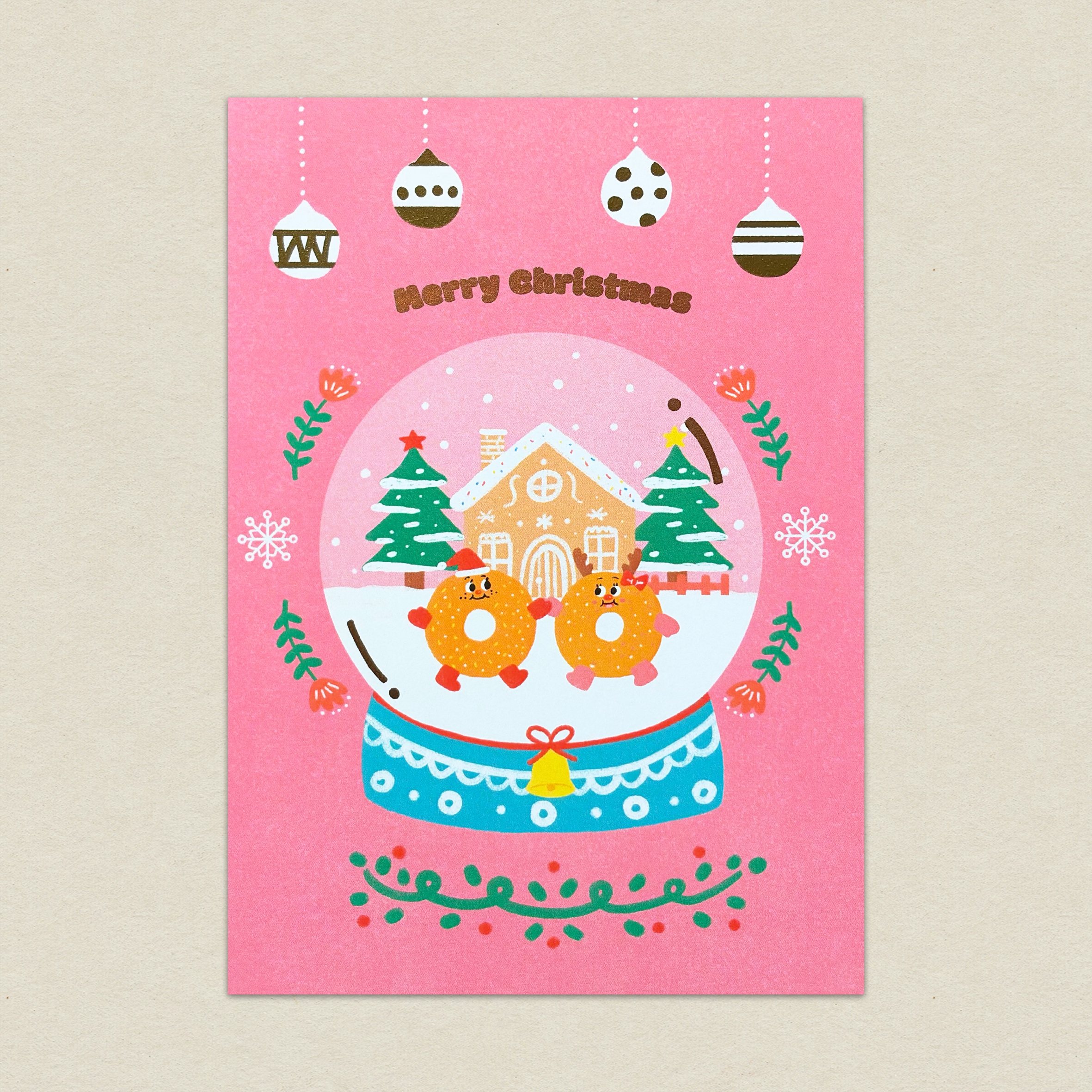 甜甜圈小子的糖霜聖誕/燙金明信片