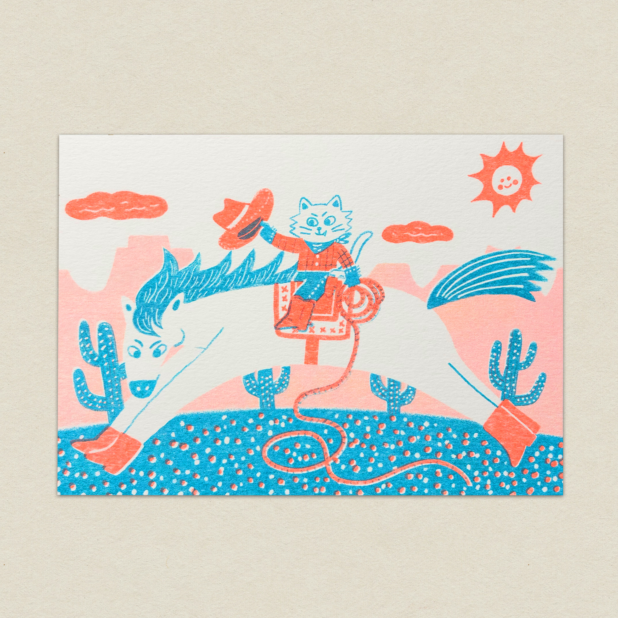 貓仔很忙/孔版印刷明信片/馬年明信片