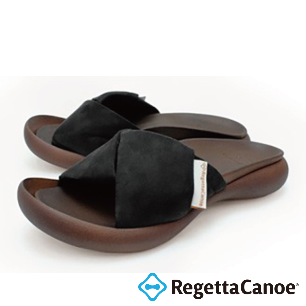 大阪樂步健康鞋 RegettaCanoe 優雅時尚 麂皮扭帶平底涼鞋 CJFD5361(BLK-黑色)