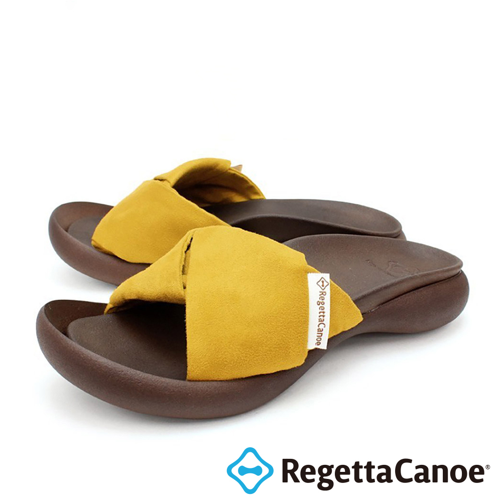 大阪樂步健康鞋 RegettaCanoe 優雅時尚 麂皮扭帶平底涼鞋 CJFD5361(MUS-芥末黃)