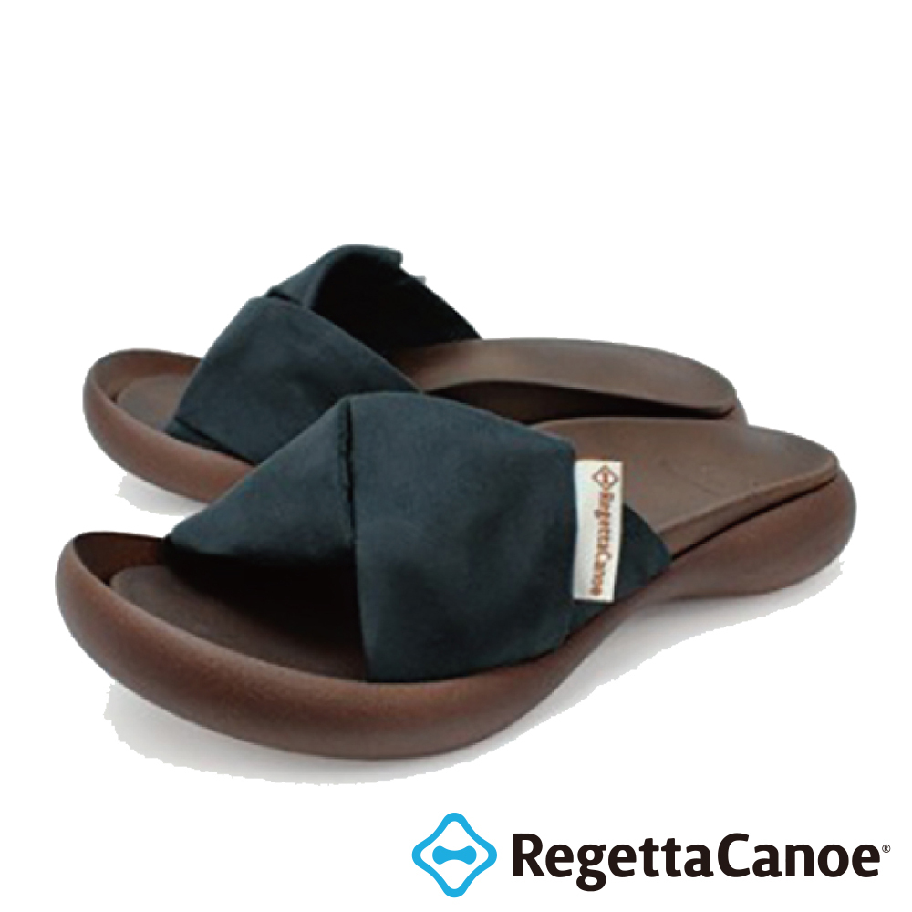 大阪樂步健康鞋 RegettaCanoe 優雅時尚 麂皮扭帶平底涼鞋 CJFD5361(NVY-海軍藍)