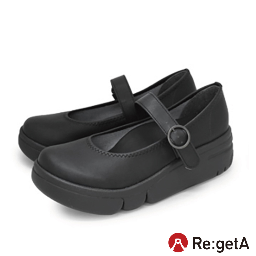 大阪樂步健康鞋 Re:getA 輕量厚底瑪莉珍鞋 RE166 (BLK-黑色)