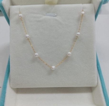 (5304) 無核珍珠滿天星頸鏈 (金色)