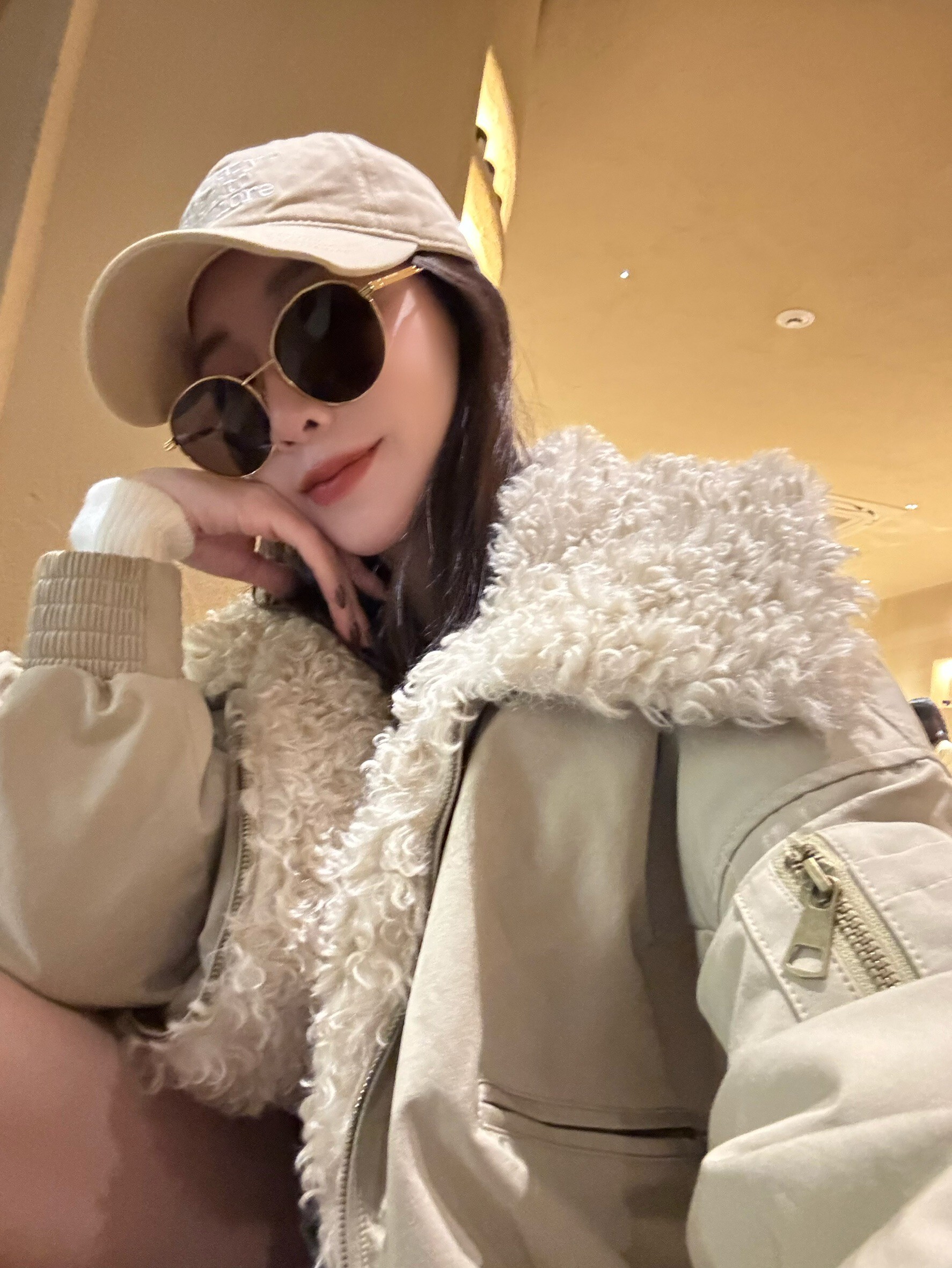 （現貨）#AF17 捲捲毛羽絨外套(灰/卡其)