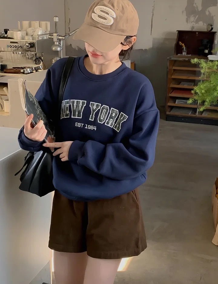 【優惠預訂】韓國NEW YORK格紋絨毛衛衣（3色）