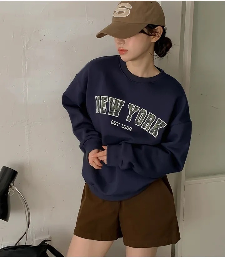 【優惠預訂】韓國NEW YORK格紋絨毛衛衣（3色）