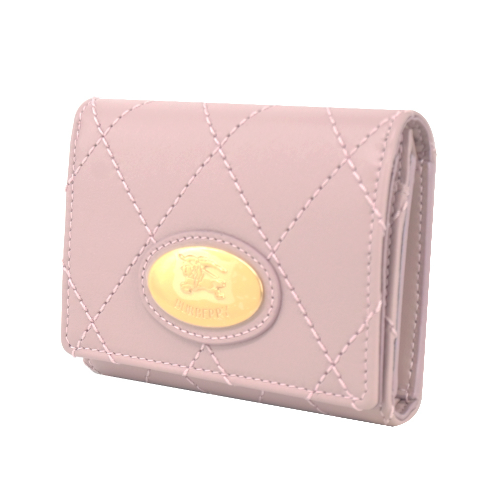 【JS’Maxx】BURBERRY Strand小牛皮三折短夾(粉色)