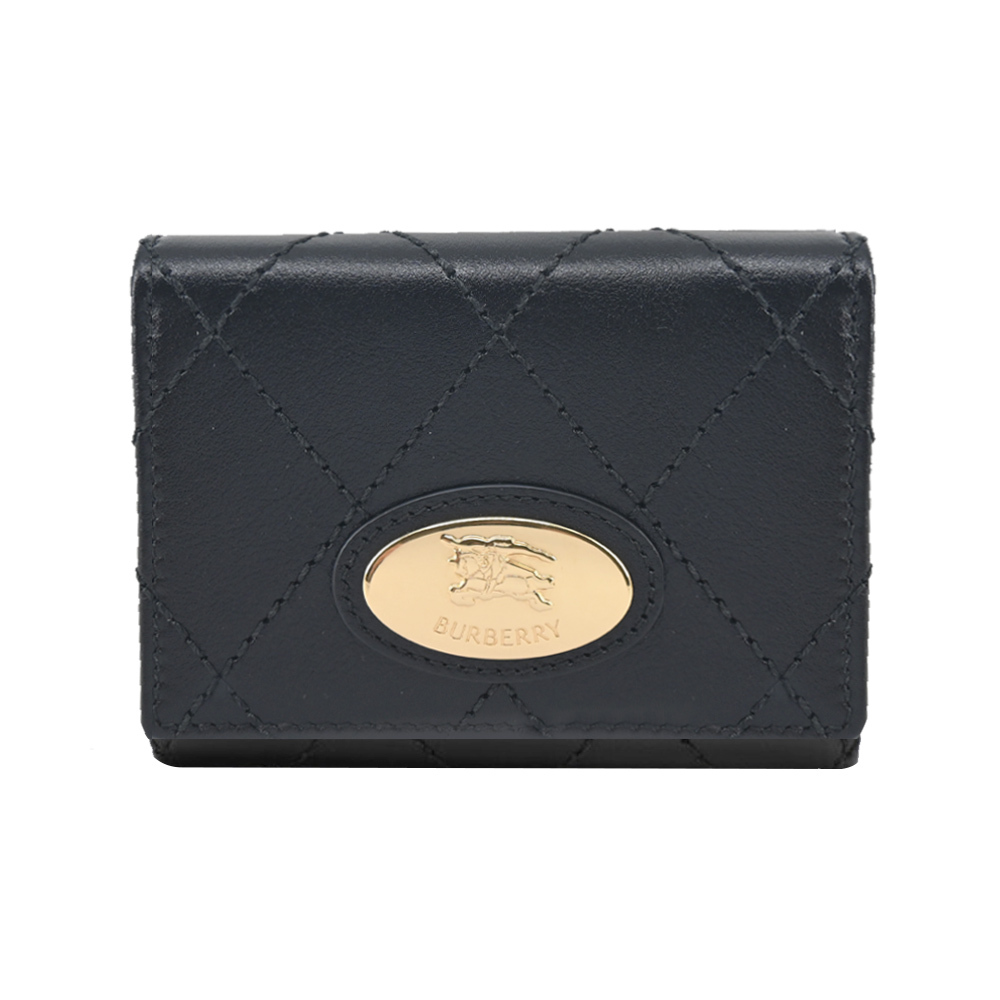 【JS’Maxx】BURBERRY Strand小牛皮三折短夾(黑色)